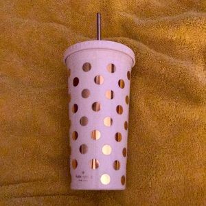 Kate spade white and gold poka dot insulated cup